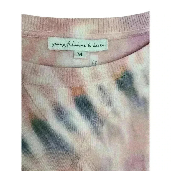 Young Fabulous & Broke | YFB Oversized Pink & Green Tie Dye Sweatshirt Size M - Picture 2 of 6